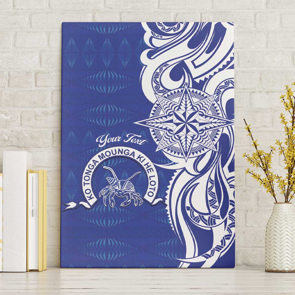 Personalised Queen Salote College Canvas Wall Art QSC Est 1926 Ngatu Pattern LT14 Without Frame Blue - Polynesian Pride