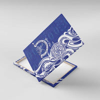 Personalised Queen Salote College Canvas Wall Art QSC Est 1926 Ngatu Pattern LT14 With Frame Blue - Polynesian Pride
