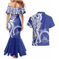 Personalised Queen Salote College Couples Matching Mermaid Dress and Hawaiian Shirt QSC Est 1926 Ngatu Pattern LT14 - Polynesian Pride