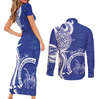 Personalised Queen Salote College Couples Matching Short Sleeve Bodycon Dress and Long Sleeve Button Shirt QSC Est 1926 Ngatu Pattern LT14 - Polynesian Pride