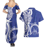 Personalised Queen Salote College Couples Matching Summer Maxi Dress and Hawaiian Shirt QSC Est 1926 Ngatu Pattern LT14 - Polynesian Pride