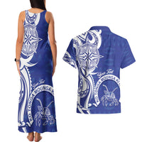 Personalised Queen Salote College Couples Matching Tank Maxi Dress and Hawaiian Shirt QSC Est 1926 Ngatu Pattern LT14 - Polynesian Pride