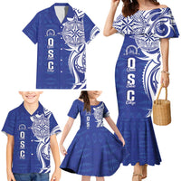 Personalised Queen Salote College Family Matching Mermaid Dress and Hawaiian Shirt QSC Est 1926 Ngatu Pattern LT14 - Polynesian Pride