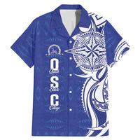 Personalised Queen Salote College Family Matching Mermaid Dress and Hawaiian Shirt QSC Est 1926 Ngatu Pattern LT14 Dad's Shirt - Short Sleeve Blue - Polynesian Pride