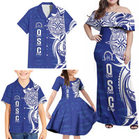 Personalised Queen Salote College Family Matching Off Shoulder Maxi Dress and Hawaiian Shirt QSC Est 1926 Ngatu Pattern LT14 - Polynesian Pride