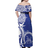 Personalised Queen Salote College Family Matching Off Shoulder Maxi Dress and Hawaiian Shirt QSC Est 1926 Ngatu Pattern LT14 - Polynesian Pride