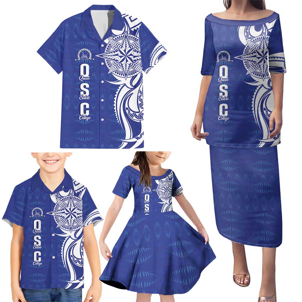 Personalised Queen Salote College Family Matching Puletasi and Hawaiian Shirt QSC Est 1926 Ngatu Pattern LT14 - Polynesian Pride