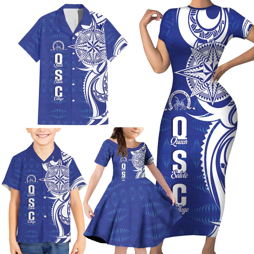 Personalised Queen Salote College Family Matching Short Sleeve Bodycon Dress and Hawaiian Shirt QSC Est 1926 Ngatu Pattern LT14 - Polynesian Pride