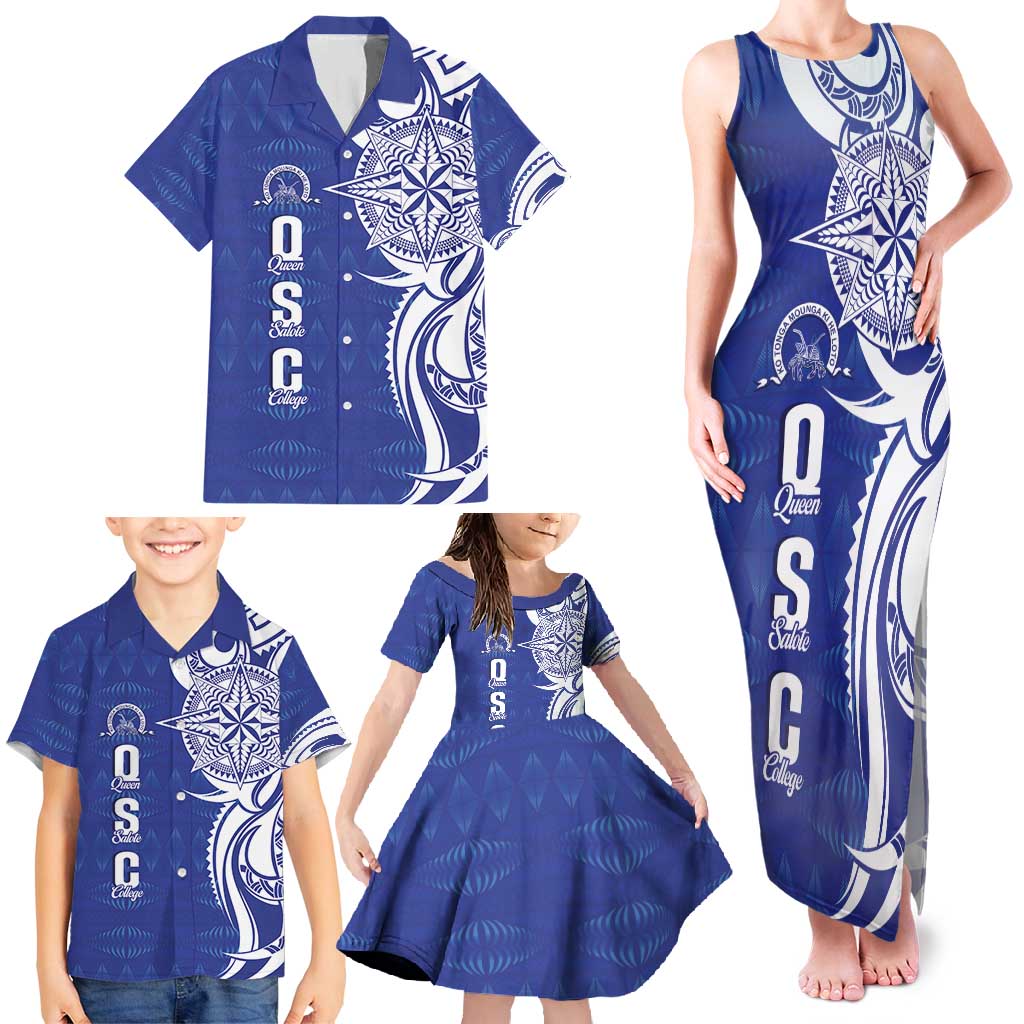 Personalised Queen Salote College Family Matching Tank Maxi Dress and Hawaiian Shirt QSC Est 1926 Ngatu Pattern LT14 - Polynesian Pride