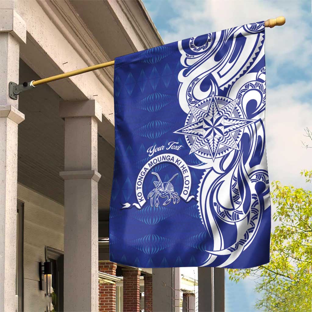 Personalised Queen Salote College Garden Flag QSC Est 1926 Ngatu Pattern LT14 House Flag Blue - Polynesian Pride