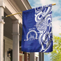 Personalised Queen Salote College Garden Flag QSC Est 1926 Ngatu Pattern LT14 House Flag Blue - Polynesian Pride