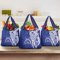 Personalised Queen Salote College Grocery Bag QSC Est 1926 Ngatu Pattern LT14 3-pack One Size Blue - Polynesian Pride