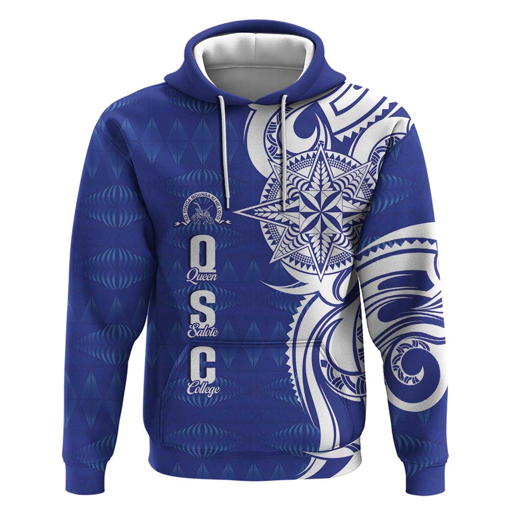 Personalised Queen Salote College Hoodie QSC Est 1926 Ngatu Pattern LT14 Pullover Hoodie Blue - Polynesian Pride