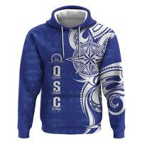Personalised Queen Salote College Hoodie QSC Est 1926 Ngatu Pattern LT14 Pullover Hoodie Blue - Polynesian Pride