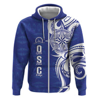 Personalised Queen Salote College Hoodie QSC Est 1926 Ngatu Pattern LT14 Zip Hoodie Blue - Polynesian Pride