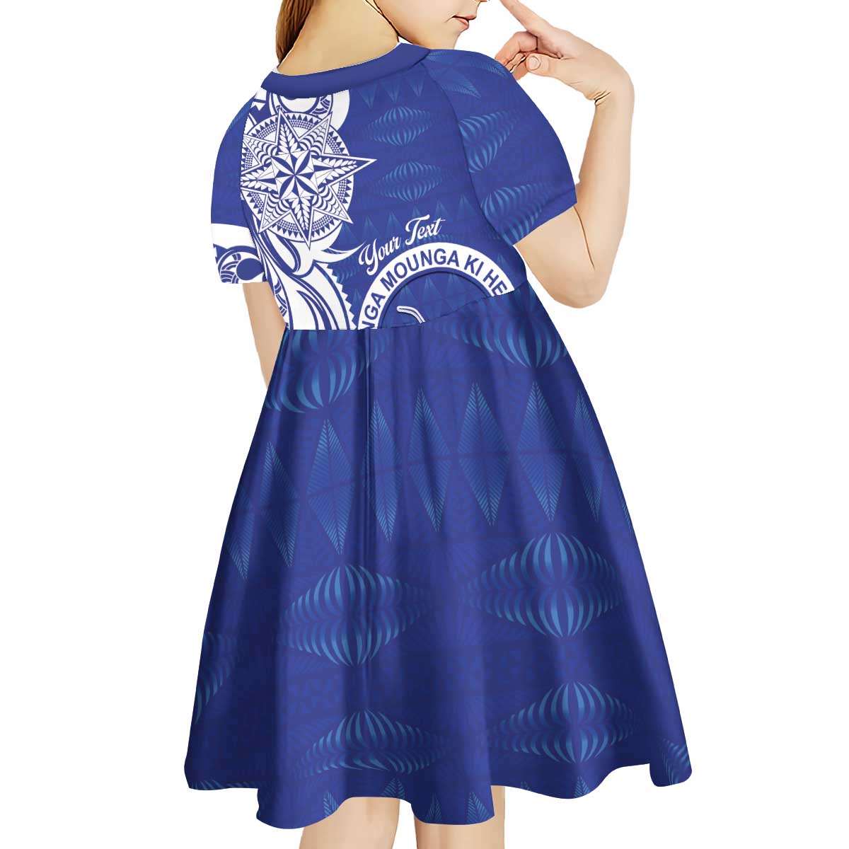 Personalised Queen Salote College Kid Short Sleeve Dress QSC Est 1926 Ngatu Pattern - Polynesian Pride