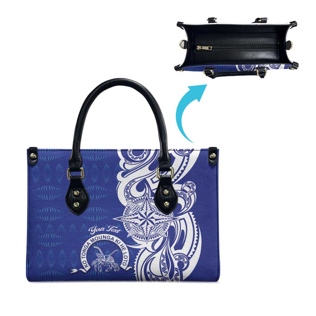 Personalised Queen Salote College Leather Bag QSC Est 1926 Ngatu Pattern - Polynesian Pride