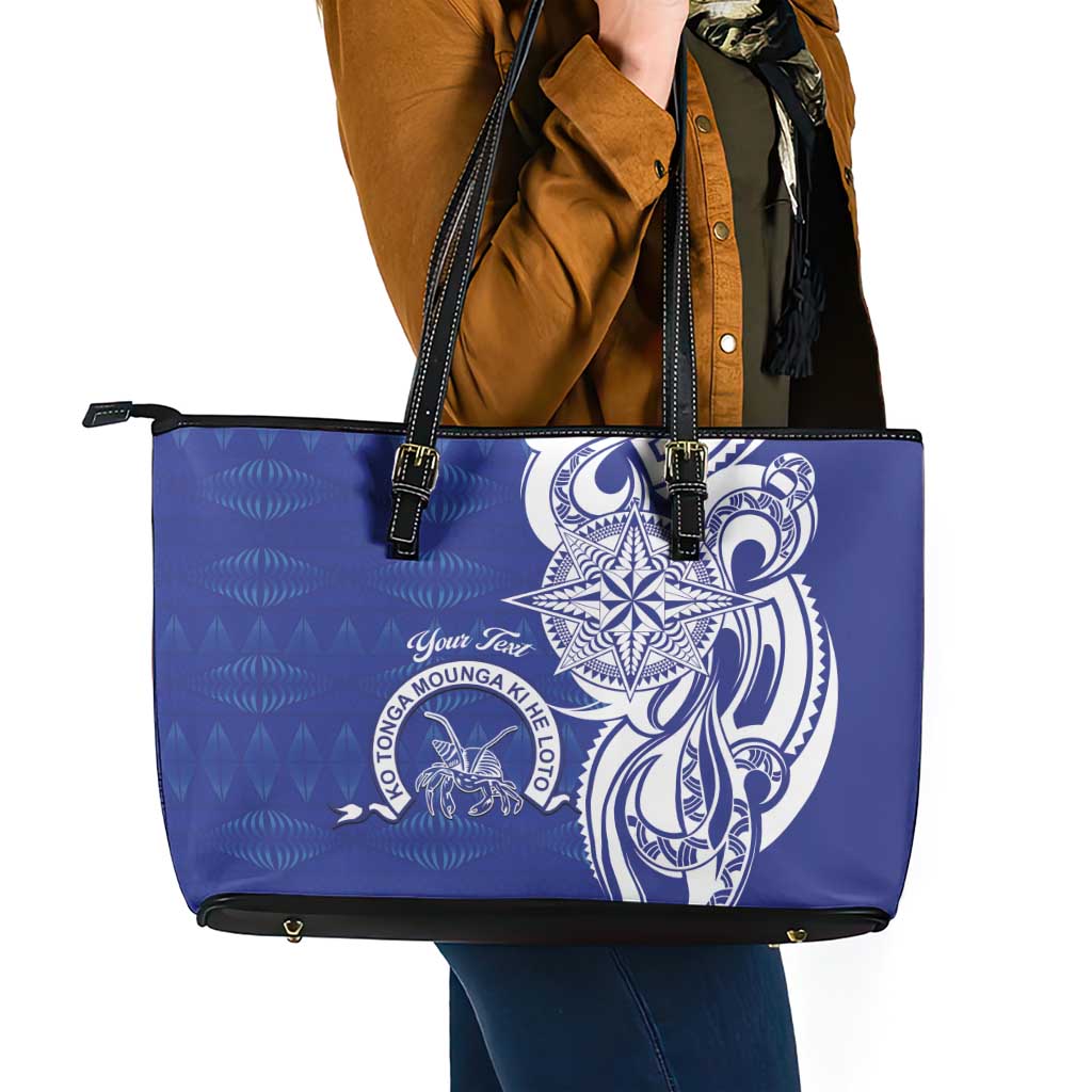 Personalised Queen Salote College Leather Tote Bag QSC Est 1926 Ngatu Pattern LT14 - Polynesian Pride