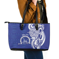 Personalised Queen Salote College Leather Tote Bag QSC Est 1926 Ngatu Pattern LT14 - Polynesian Pride