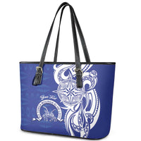 Personalised Queen Salote College Leather Tote Bag QSC Est 1926 Ngatu Pattern LT14 - Polynesian Pride