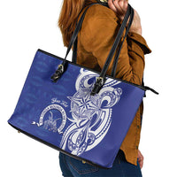 Personalised Queen Salote College Leather Tote Bag QSC Est 1926 Ngatu Pattern LT14 - Polynesian Pride