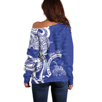 Personalised Queen Salote College Off Shoulder Sweater QSC Est 1926 Ngatu Pattern LT14 - Polynesian Pride