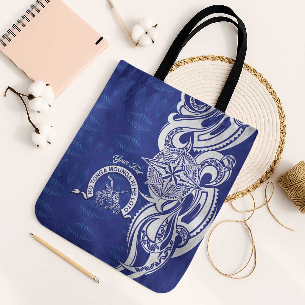 Personalised Queen Salote College Tote Bag QSC Est 1926 Ngatu Pattern LT14 Black Strap One Size Blue - Polynesian Pride