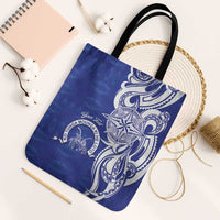 Personalised Queen Salote College Tote Bag QSC Est 1926 Ngatu Pattern LT14 Black Strap One Size Blue - Polynesian Pride