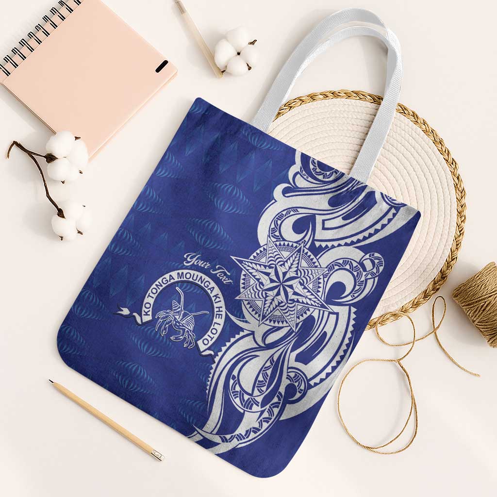 Personalised Queen Salote College Tote Bag QSC Est 1926 Ngatu Pattern LT14 White Strap One Size Blue - Polynesian Pride