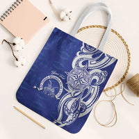 Personalised Queen Salote College Tote Bag QSC Est 1926 Ngatu Pattern LT14 White Strap One Size Blue - Polynesian Pride