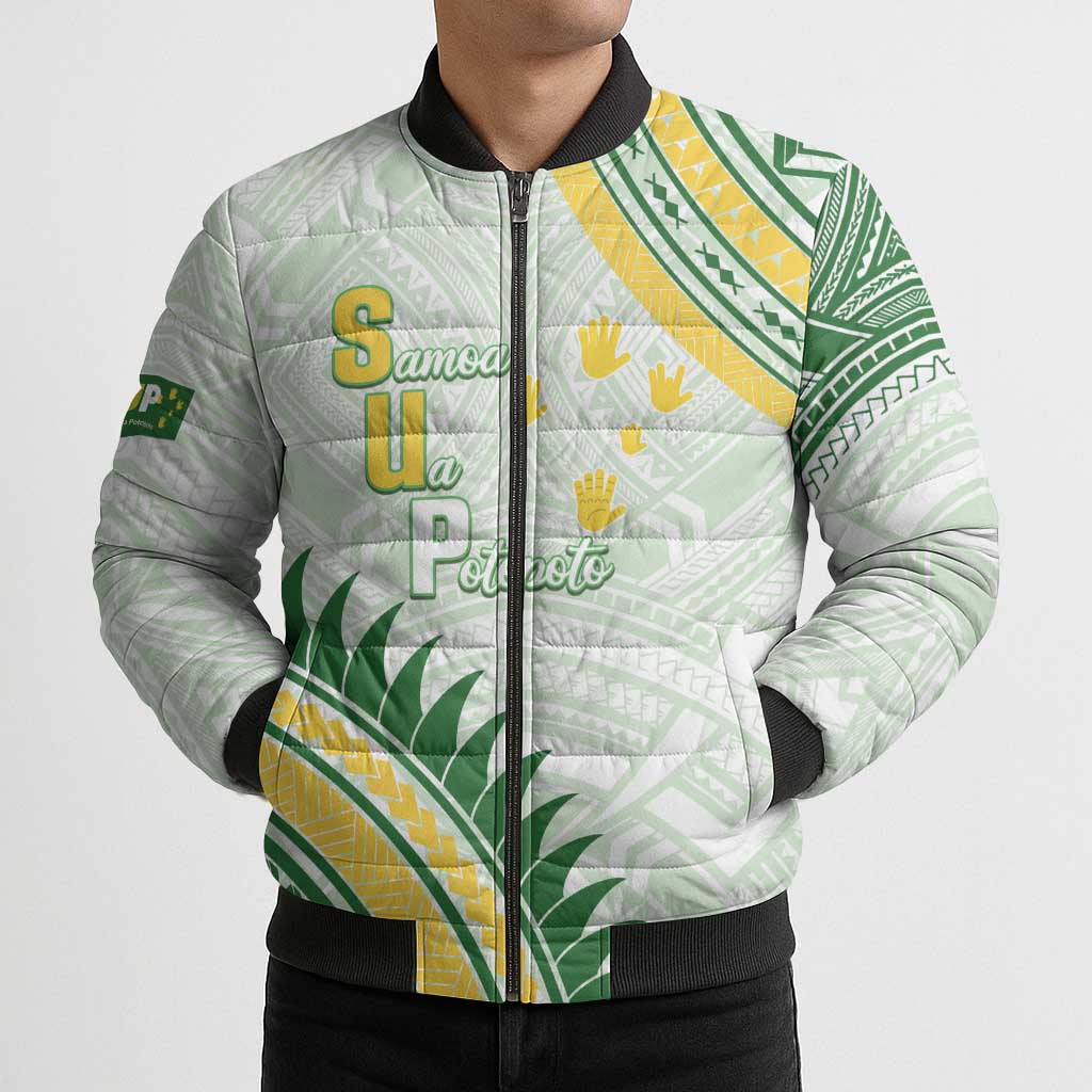 Personalised Samoa Ua Potopoto Bomber Puffer Jacket SUP Est 2025 Samoan Pattern - Polynesian Pride