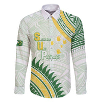 Personalised Samoa Ua Potopoto Family Matching Long Sleeve Bodycon Dress and Hawaiian Shirt SUP Est 2025 Samoan Pattern LT14 Dad's Shirt - Long Sleeve White - Polynesian Pride