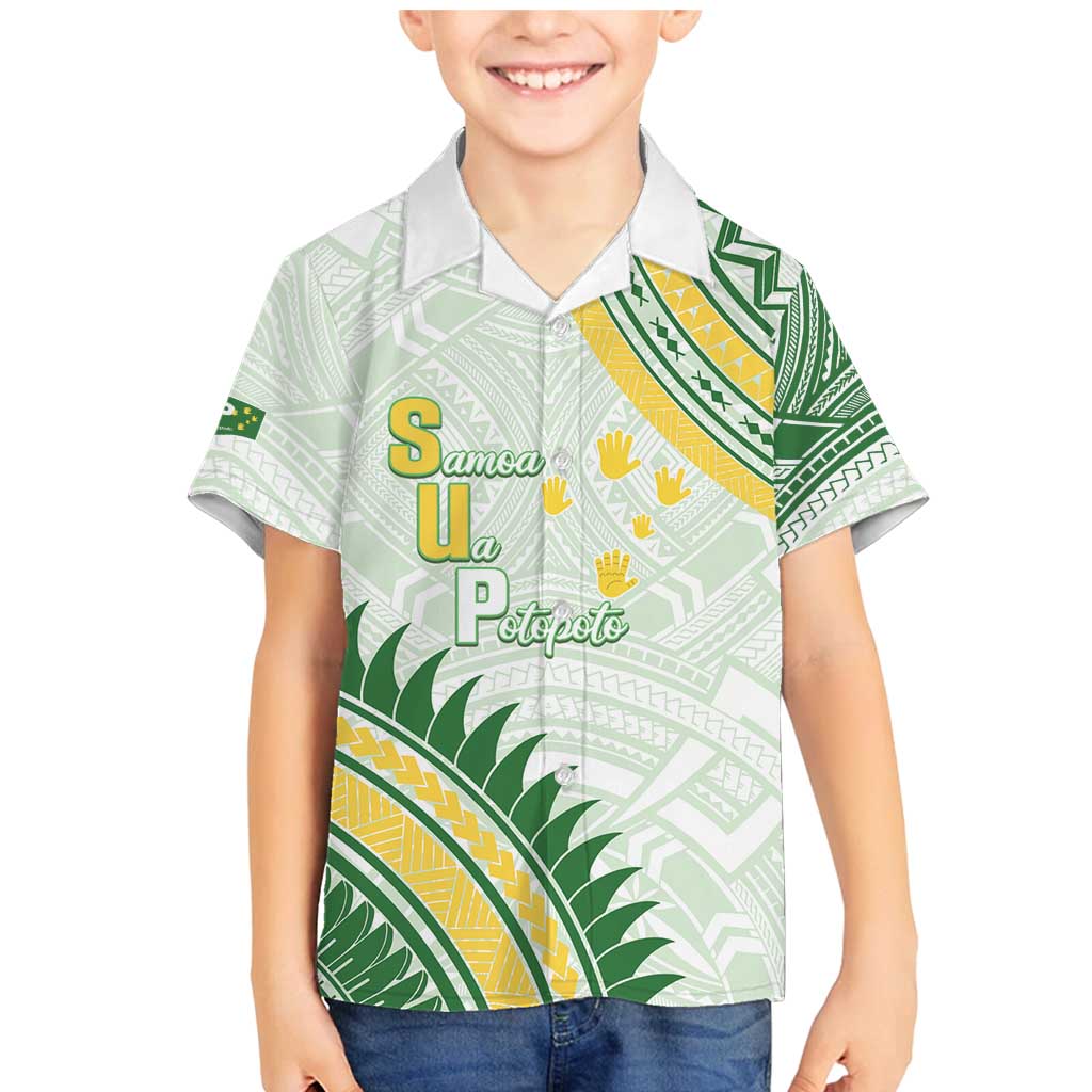 Personalised Samoa Ua Potopoto Family Matching Mermaid Dress and Hawaiian Shirt SUP Est 2025 Samoan Pattern LT14 Son's Shirt White - Polynesian Pride