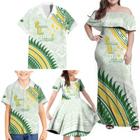 Personalised Samoa Ua Potopoto Family Matching Off Shoulder Maxi Dress and Hawaiian Shirt SUP Est 2025 Samoan Pattern LT14 - Polynesian Pride