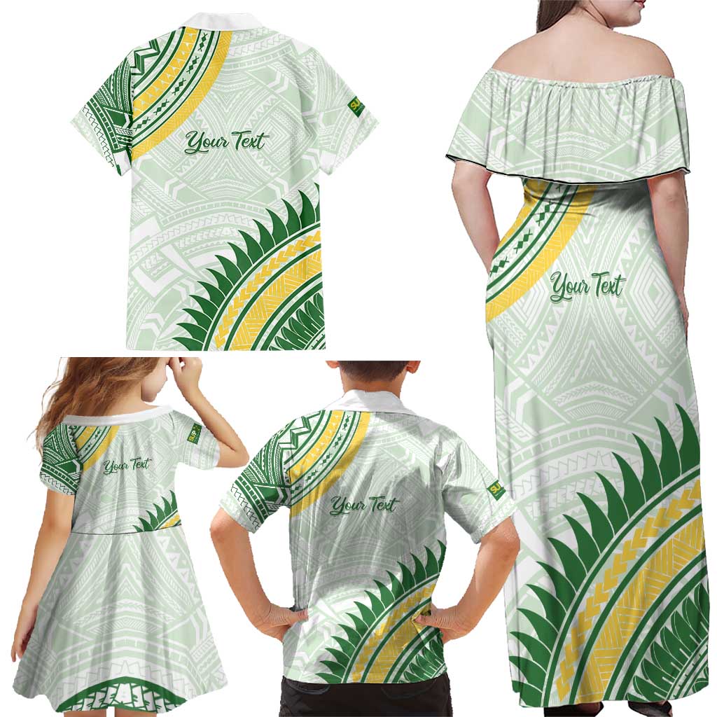 Personalised Samoa Ua Potopoto Family Matching Off Shoulder Maxi Dress and Hawaiian Shirt SUP Est 2025 Samoan Pattern LT14 - Polynesian Pride