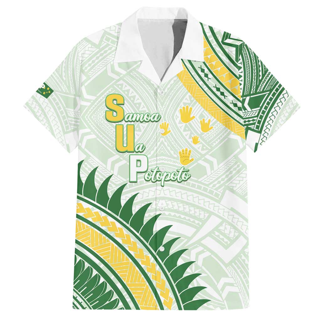 Personalised Samoa Ua Potopoto Family Matching Off Shoulder Maxi Dress and Hawaiian Shirt SUP Est 2025 Samoan Pattern LT14 Dad's Shirt - Short Sleeve White - Polynesian Pride
