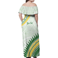 Personalised Samoa Ua Potopoto Family Matching Off Shoulder Maxi Dress and Hawaiian Shirt SUP Est 2025 Samoan Pattern LT14 - Polynesian Pride