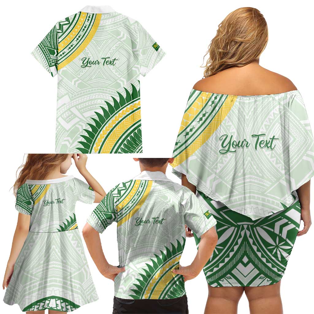 Personalised Samoa Ua Potopoto Family Matching Off Shoulder Short Dress and Hawaiian Shirt SUP Est 2025 Samoan Pattern LT14 - Polynesian Pride