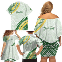 Personalised Samoa Ua Potopoto Family Matching Off Shoulder Short Dress and Hawaiian Shirt SUP Est 2025 Samoan Pattern LT14 - Polynesian Pride