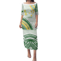 Personalised Samoa Ua Potopoto Family Matching Puletasi and Hawaiian Shirt SUP Est 2025 Samoan Pattern LT14 Mom's Dress White - Polynesian Pride