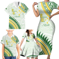 Personalised Samoa Ua Potopoto Family Matching Short Sleeve Bodycon Dress and Hawaiian Shirt SUP Est 2025 Samoan Pattern LT14 - Polynesian Pride