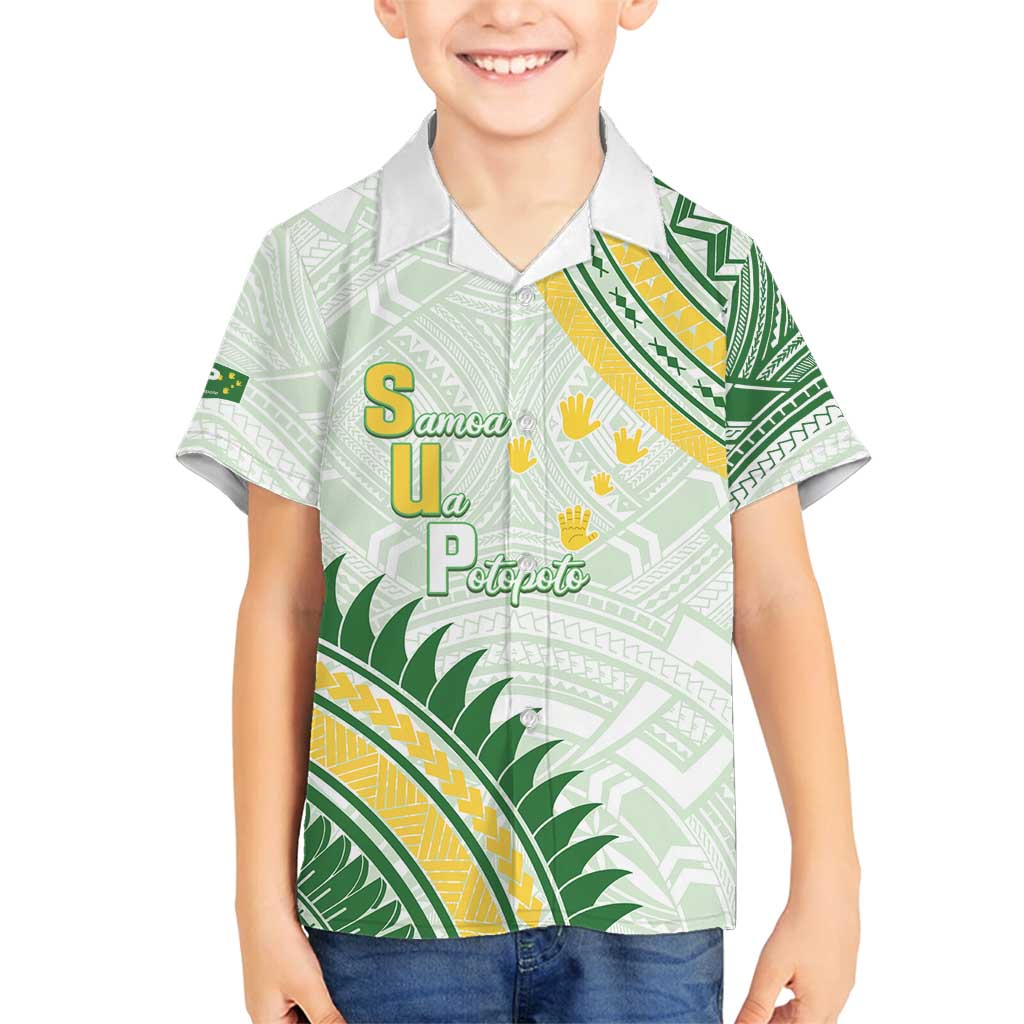 Personalised Samoa Ua Potopoto Family Matching Summer Maxi Dress and Hawaiian Shirt SUP Est 2025 Samoan Pattern LT14 Son's Shirt White - Polynesian Pride