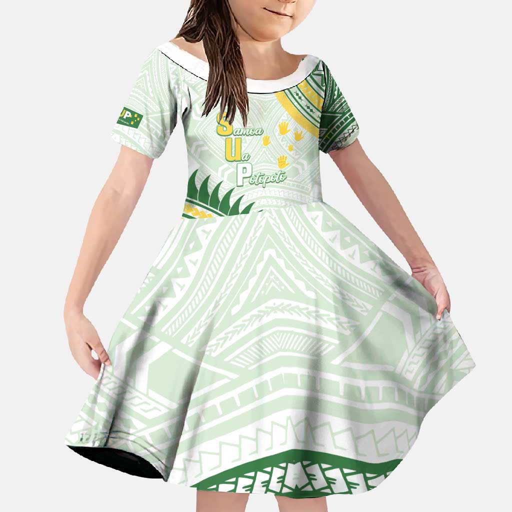 Personalised Samoa Ua Potopoto Family Matching Tank Maxi Dress and Hawaiian Shirt SUP Est 2025 Samoan Pattern LT14 Daughter's Dress White - Polynesian Pride
