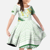 Personalised Samoa Ua Potopoto Family Matching Tank Maxi Dress and Hawaiian Shirt SUP Est 2025 Samoan Pattern LT14 Daughter's Dress White - Polynesian Pride