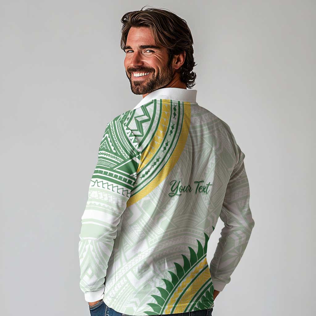 Personalised Samoa Ua Potopoto Long Sleeve Polo Shirt SUP Est 2025 Samoan Pattern - Polynesian Pride