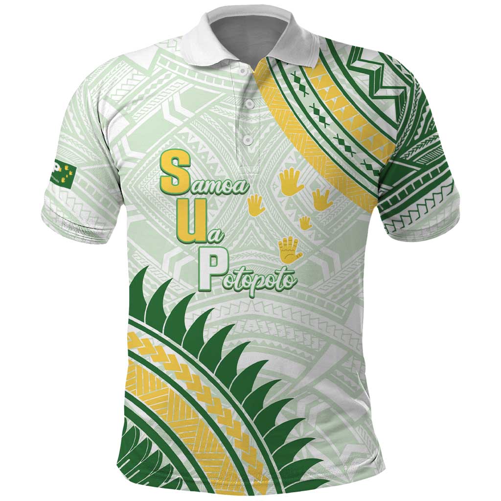 Personalised Samoa Ua Potopoto Polo Shirt SUP Est 2025 Samoan Pattern LT14 White - Polynesian Pride