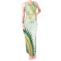 Personalised Samoa Ua Potopoto Tank Maxi Dress SUP Est 2025 Samoan Pattern LT14 Women White - Polynesian Pride