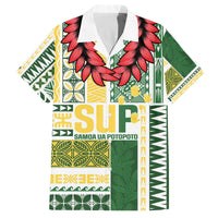 Samoa Uniting Party Family Matching Off The Shoulder Long Sleeve Dress and Hawaiian Shirt SUP Est 2025 Siapo Pattern LT14 Dad's Shirt - Short Sleeve White - Polynesian Pride