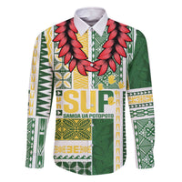 Samoa Uniting Party Family Matching Off The Shoulder Long Sleeve Dress and Hawaiian Shirt SUP Est 2025 Siapo Pattern LT14 Dad's Shirt - Long Sleeve White - Polynesian Pride