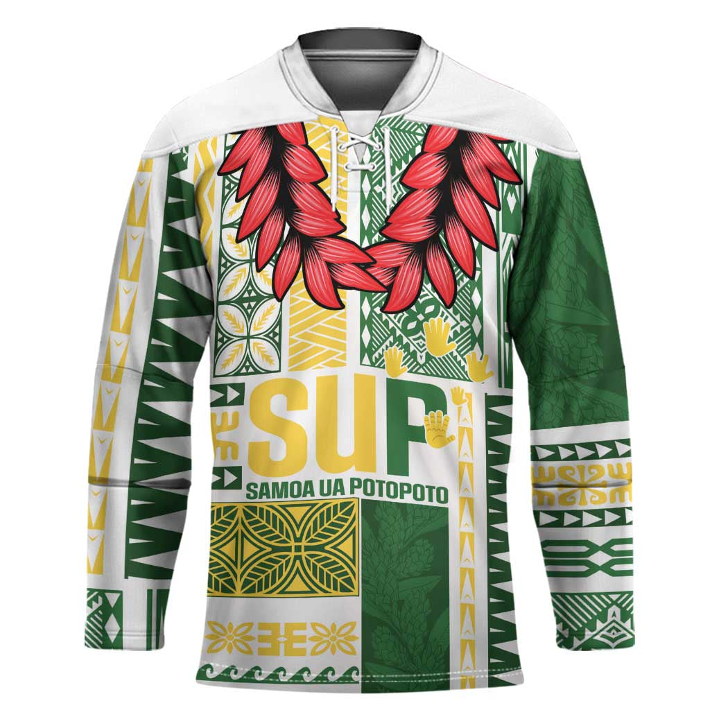 Samoa Uniting Party Hockey Jersey SUP Est 2025 Siapo Pattern - Polynesian Pride